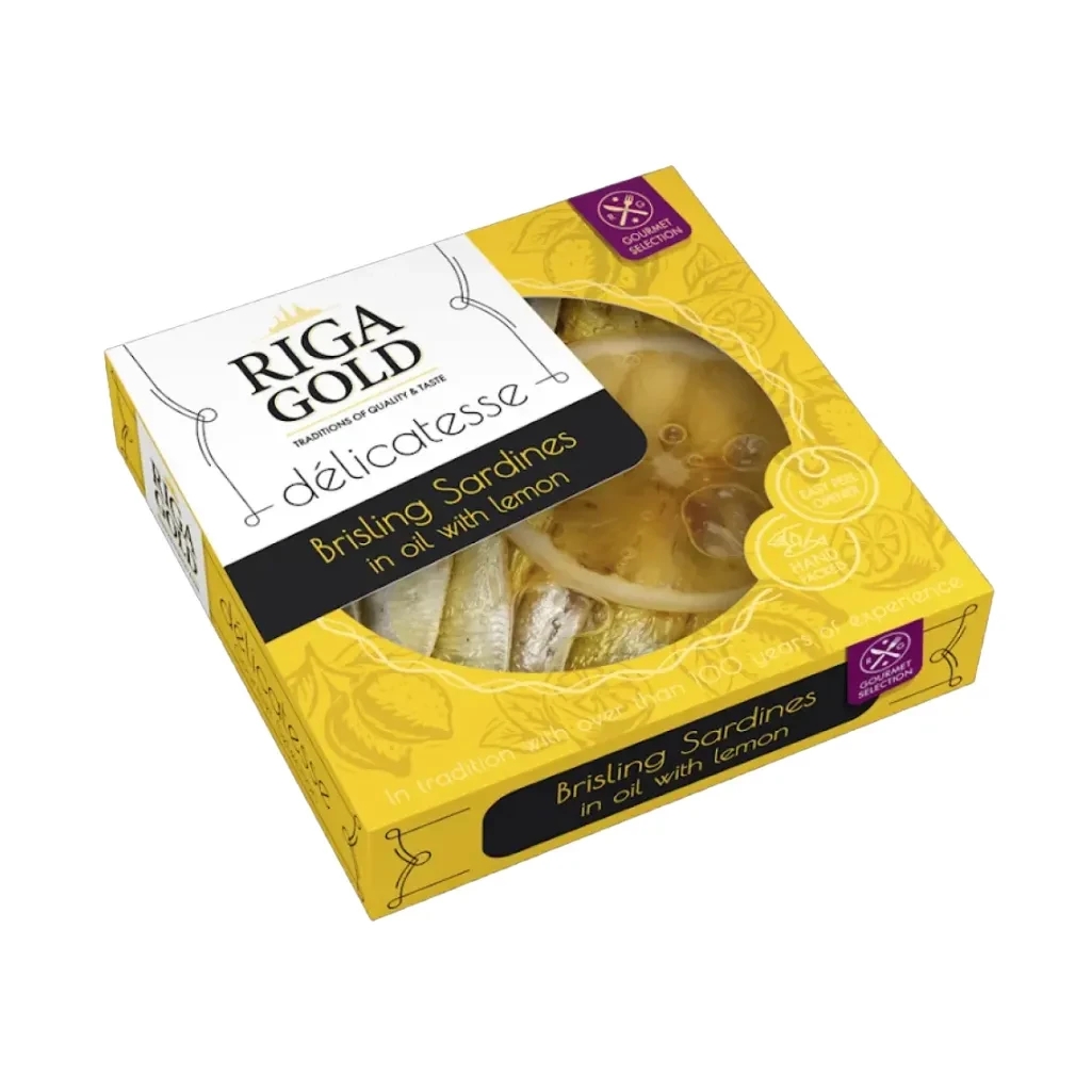 RIGA GOLD BRISLING SARDINES IN OLIVE OIL WITH LEMON 120g