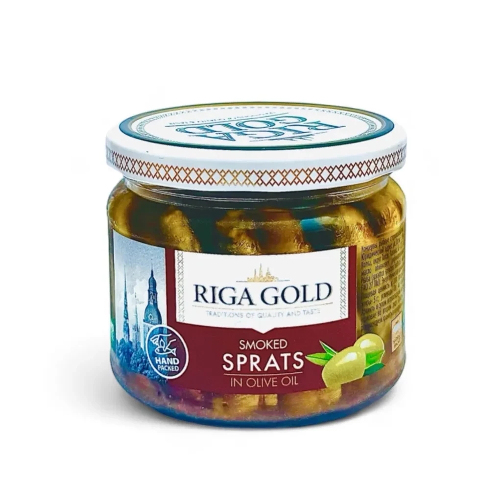 RIGA GOLD SMOKED SPRATS IN OLIVE OIL 250GM