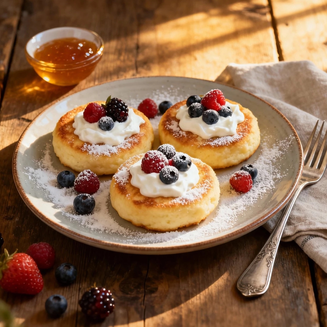Pancakes with cottage cheese (Syrniki)