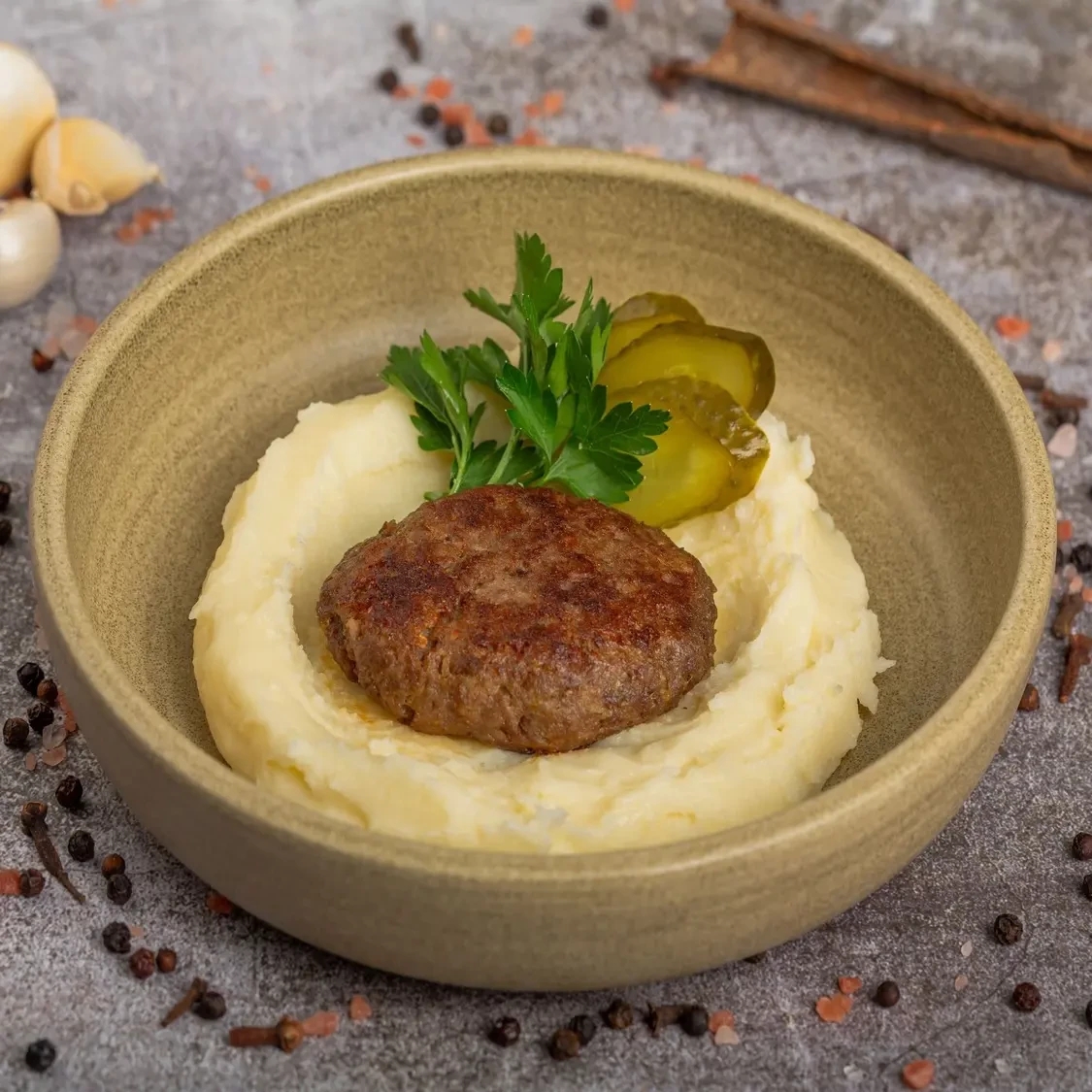 Beef cutlets with a side dish