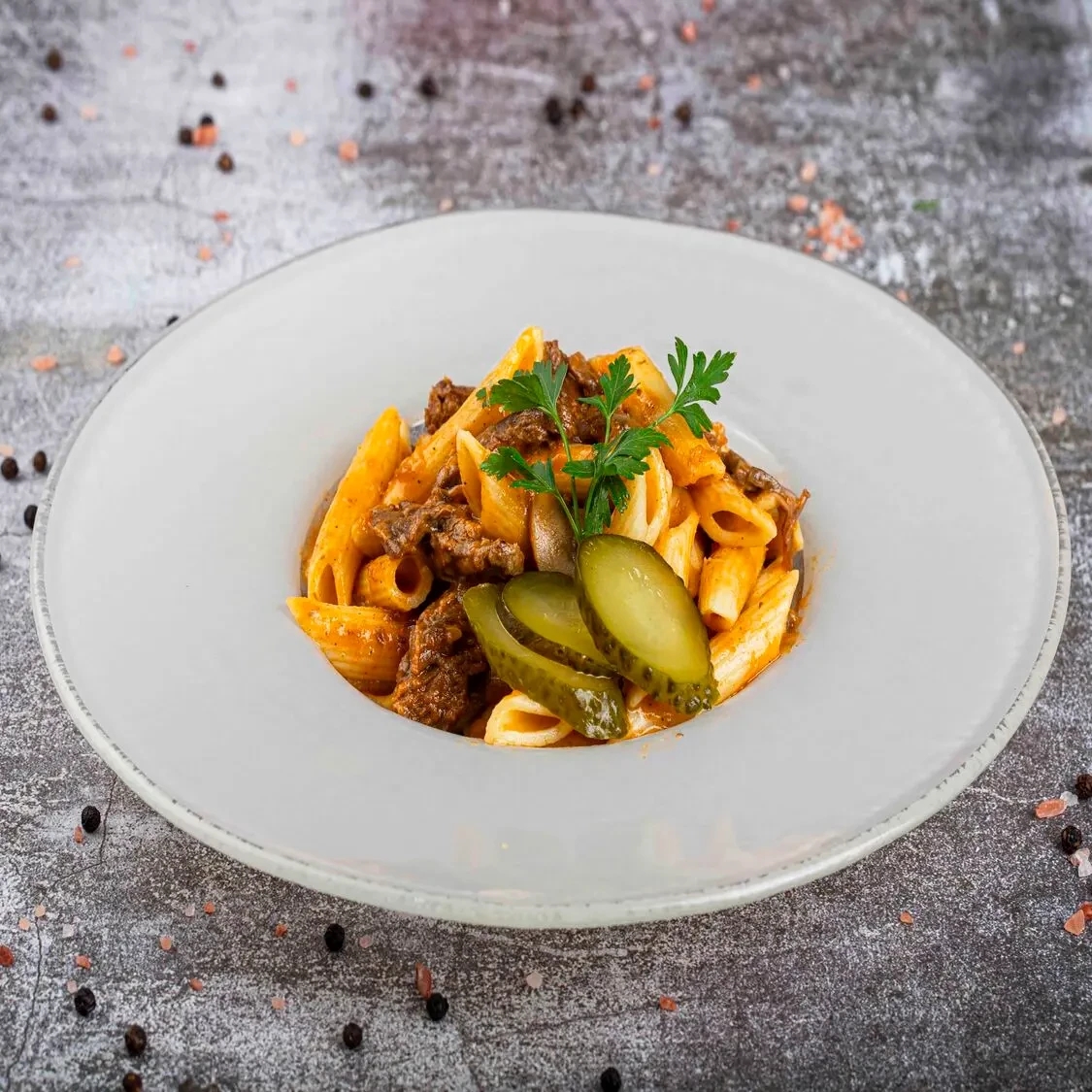 Odessa beef stroganoff with pasta soul